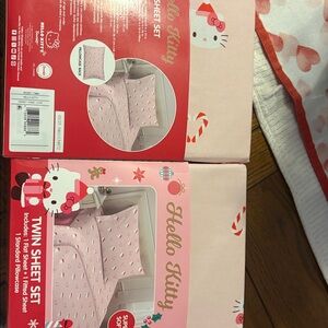 Two Hello Kitty Twin Sheet Set Christmas Pink